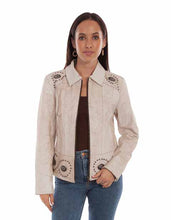 Scully Ladies Cream Crackle concho/studded zip front jacket