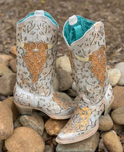 Corral Ladies Bull Skull White Glitter Inlay FINAL SALE