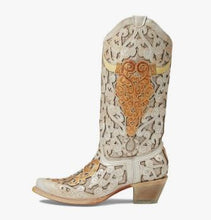 Corral Ladies Bull Skull White Glitter Inlay FINAL SALE