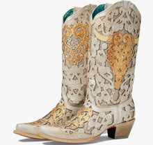 Corral Ladies Bull Skull White Glitter Inlay FINAL SALE
